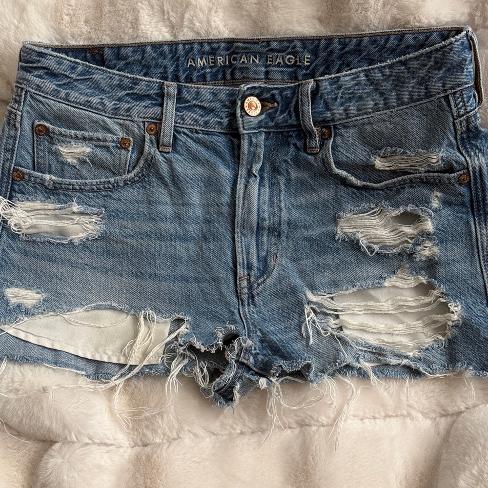 American Eagle Outfitters Distressed Light Blue Denim Cutoff Shorts